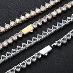Heart Tennis Chain Iced Out Necklace