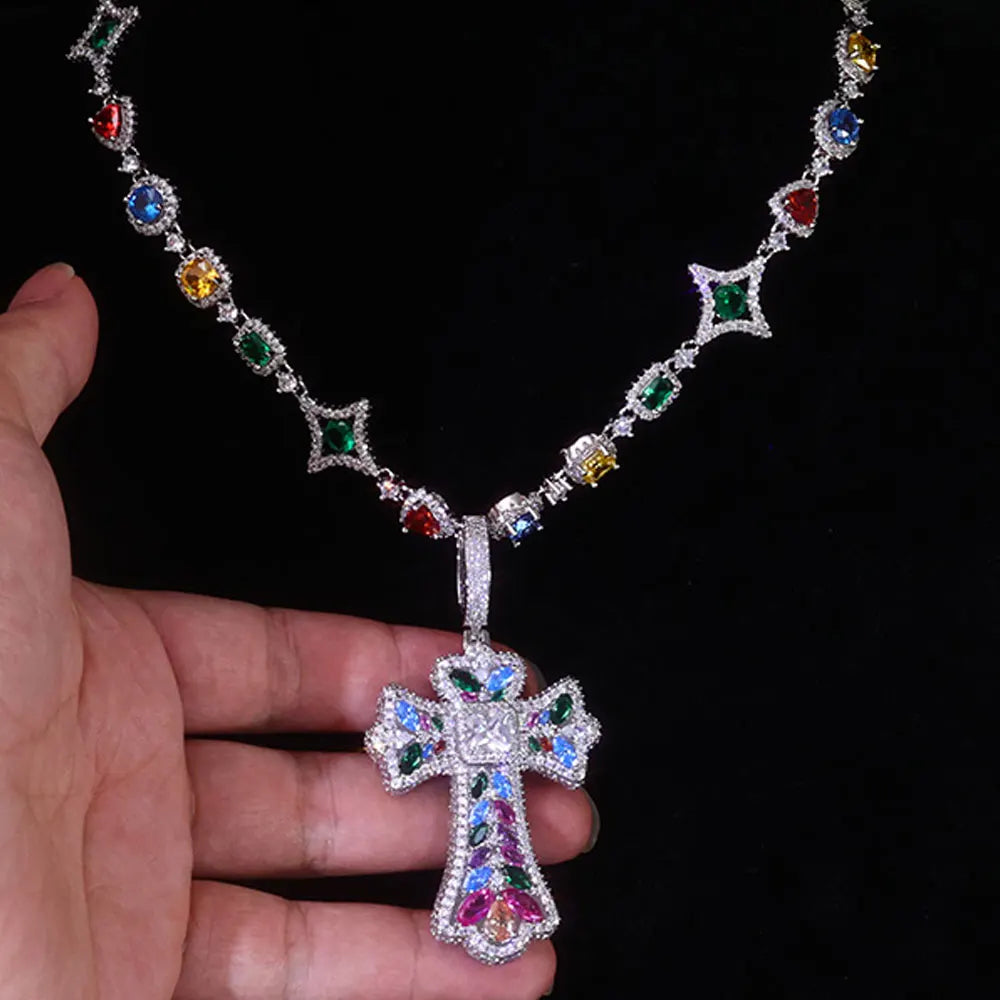 Iced Cross Pendant Necklace