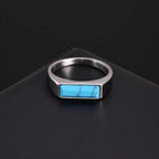 Natural Stone Geometric Ring — Stainless Steel