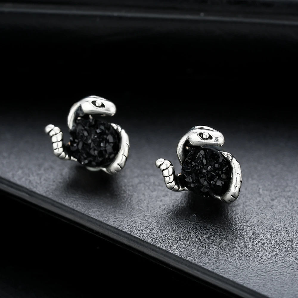Vintage Silver Magnetic Stud Earrings Medusa