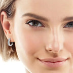 Iced Out Channel Set CZ Huggie Hoop Earrings — Silver-Tone