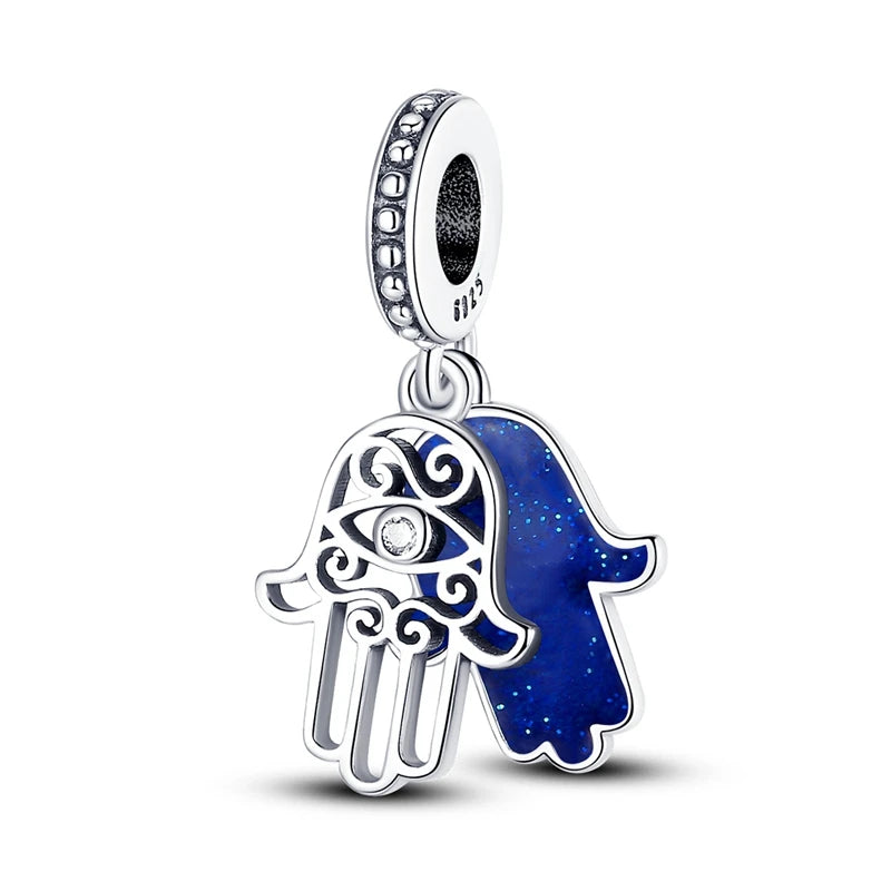 Devil's Eye Cross Charm Pendant — Silver