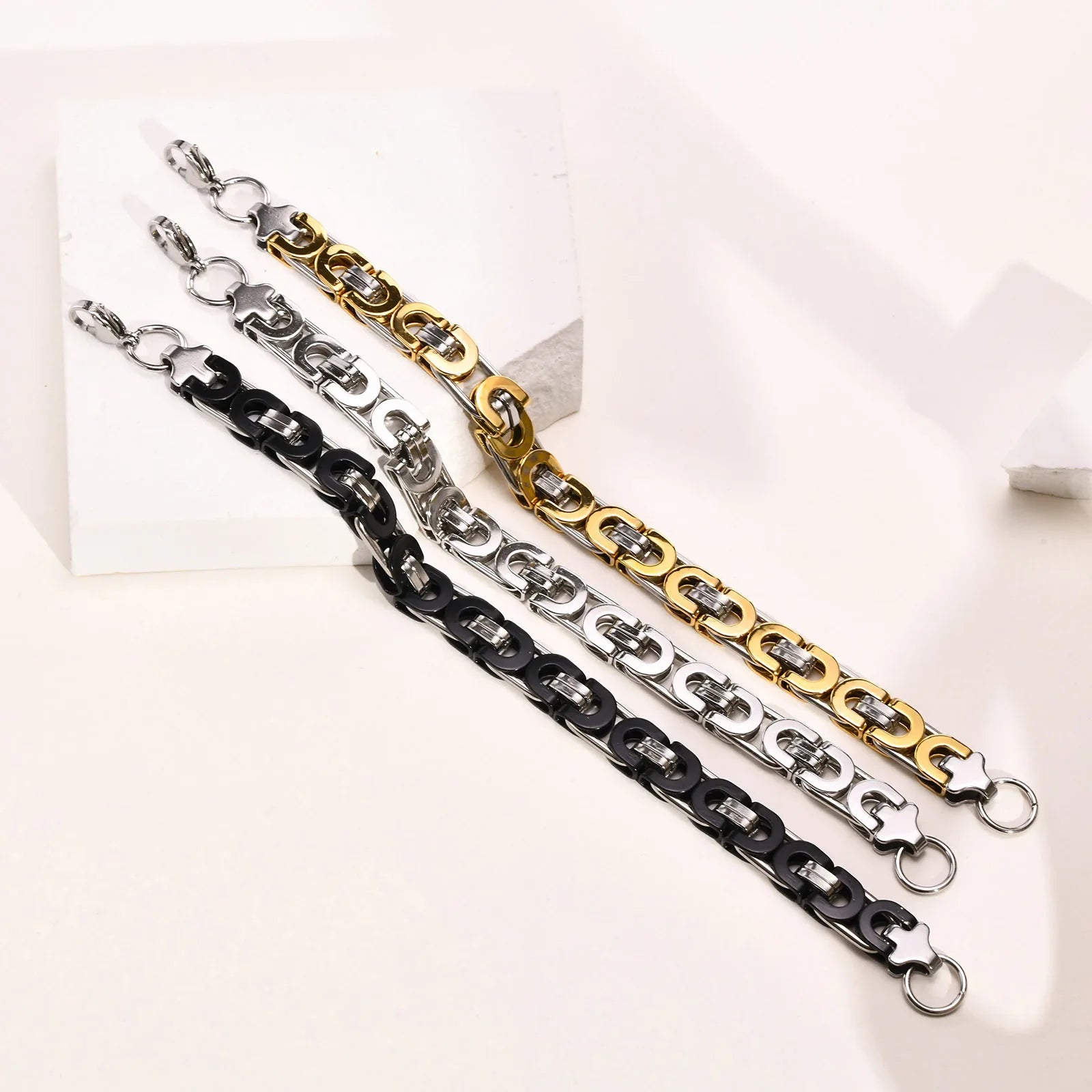 Flat Byzantine Chain Link Bracelet — Stainless Steel