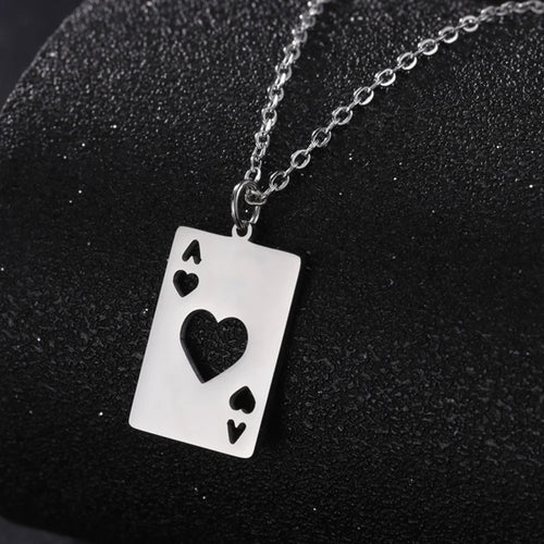 Ace of Spades Poker Pendant Necklace — Stainless Steel