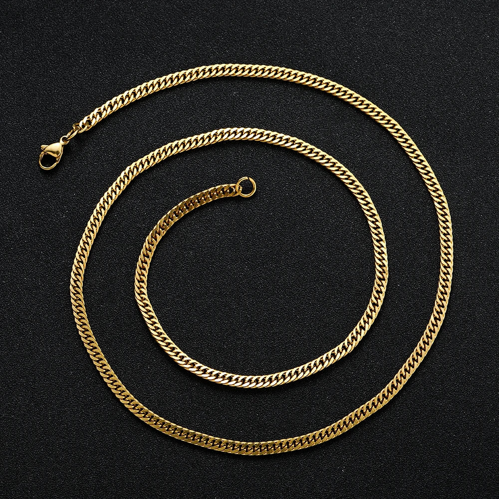 Gold Cuban Chain Necklace 4mm — Stainless Steel