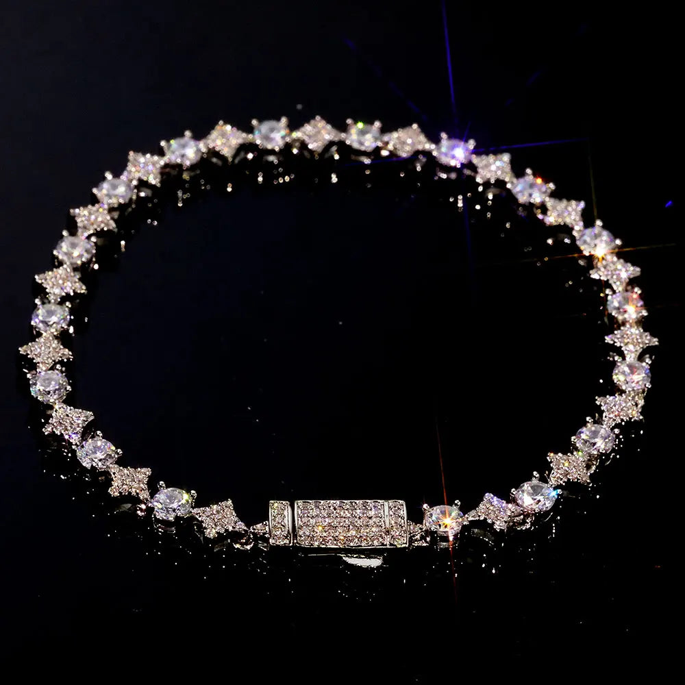 Iced Out Cross Tennis Bracelet Stainless Steel