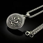 Dragon Steel Pendant 316L Relief Totem Vintage