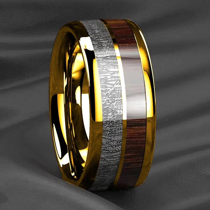 Blue Abalone Shell Inlay Rings for Men, Fashion 8mm Black Brushed Men Stainless Steel Rings, Wedding Band Jewelry Gift
