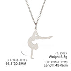 Unift Stainless Steel Sport Women Necklace Runner Rhythmic Gymnastics  Silhouette Pendant Fashion Birthday Jewelry Wholesale