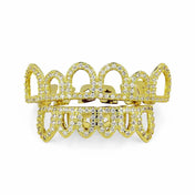 New Grillz Teeth Men Grills Your Teeth Top Bottom Set Brass Dental Grills Molding Bars Unisex Hip-Hop Rapper Costume