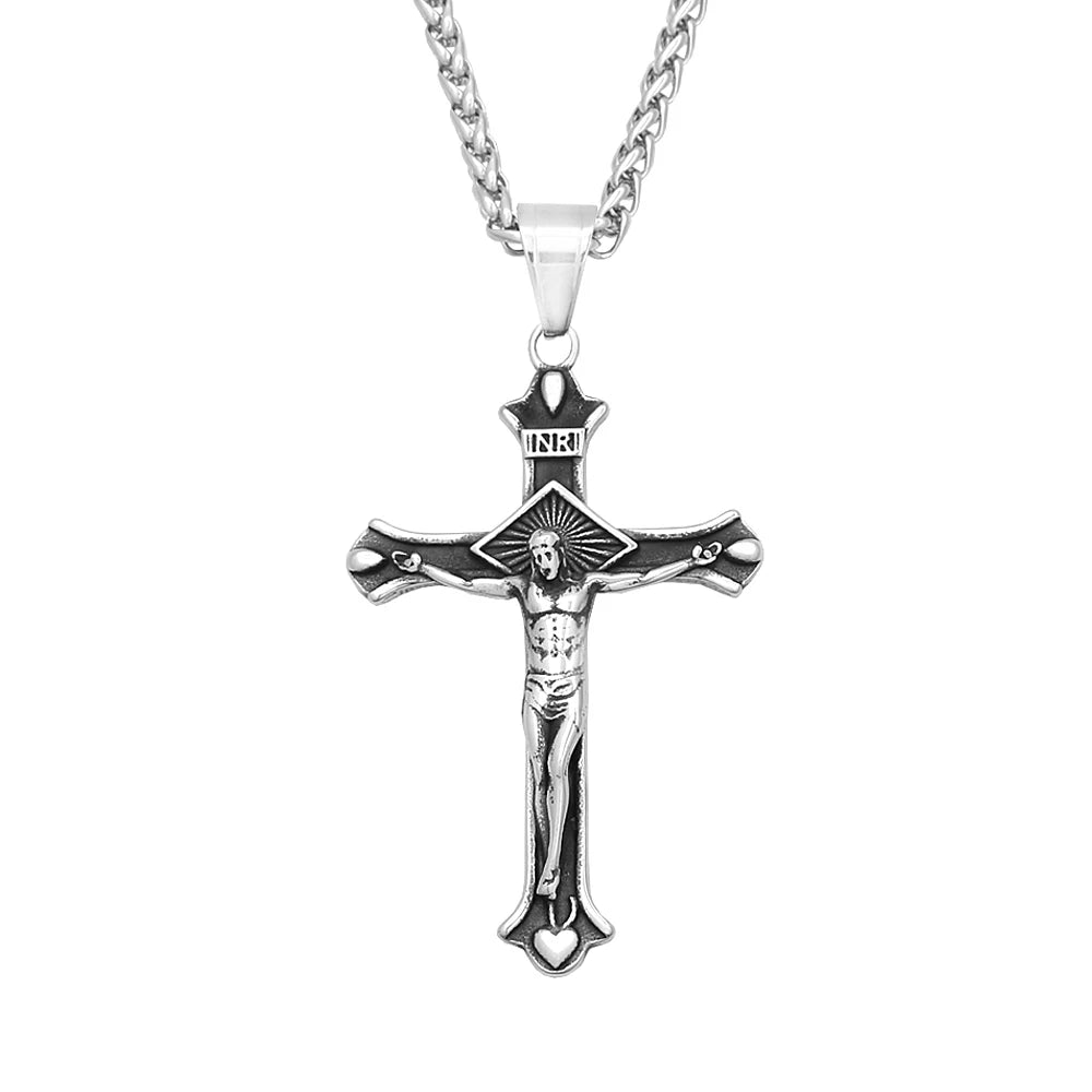 Vintage Jesus Cross Pendant — 316L Stainless Steel