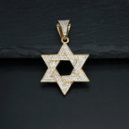 Fashion Star of David Pendant Necklace Women Men Hip Hop Tennis Cuban Chain Necklaces Classic Six-pointed Star Jewish