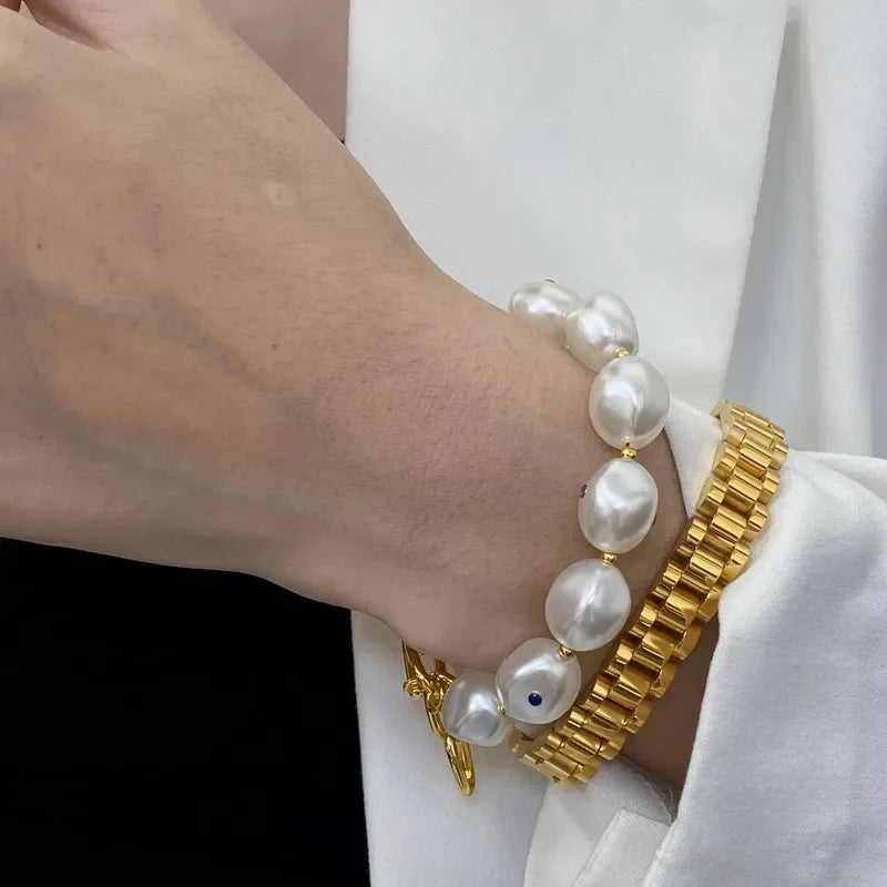 Gold Watchband Adjustable Chain Bracelet — Stainless Steel