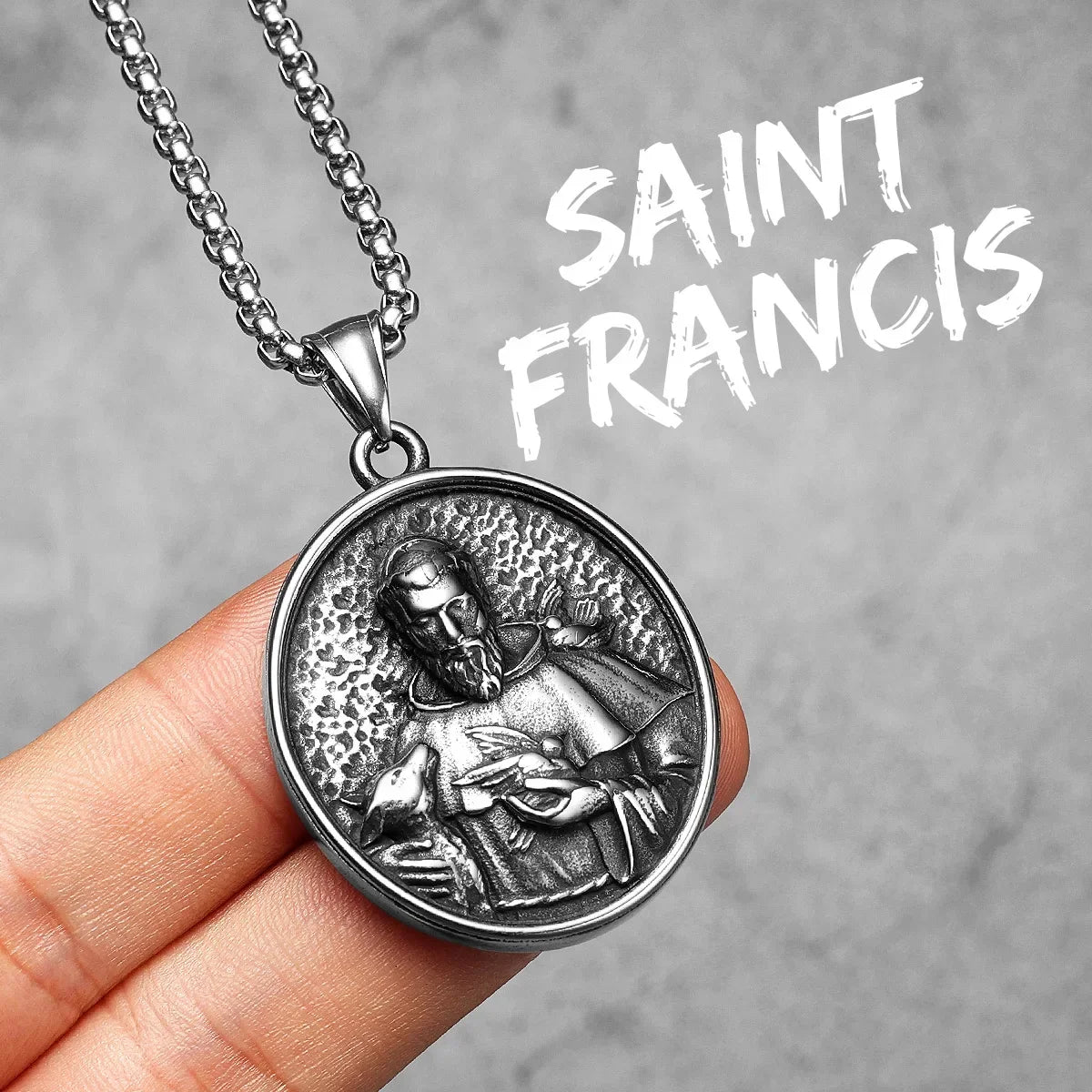 Virgin Mary Cross Pendant — Stainless Steel