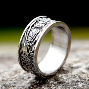 2024 New Arrival Stainless Steel Viking Spindrift Pattern Round Ring Owl Animal Vintage for Gift Jewelry