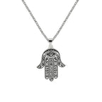 EUEAVAN Vintage Hamsa Hand of Fatima Pendant Necklace Stainless Steel Turkish Evil Eye Necklaces Spirit Lucky Jewelry for Man