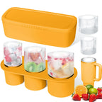 Silicone Ice Cube Maker Tray For Stanley Cup with Lid and Bin for Freezer, 3 Hollow Large Cylinder Ice Cube Mold for