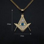 Hip Hop Rock Bling Gold Color Stainless Steel Illuminati Eye Freemason Masonic AG Pendants Necklaces for Men Jewelry