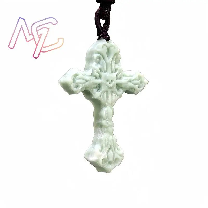 Natural Real Jade Cross Pendant Necklace Talismans Amulet Designer Gift Carved Jewelry Gifts for Women Men Charm Chinese