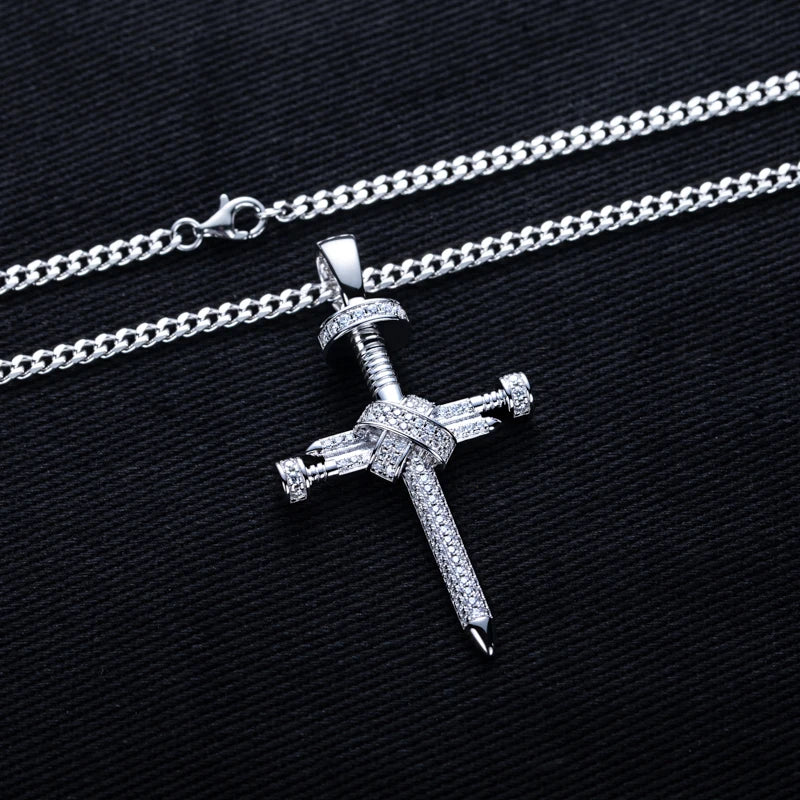 Iced Out Cross Pendant — 925 Silver