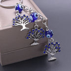 1Pc Vintage Fatima Hamsa Hand Pendant Women Key Chain Bule Glass Round Lucky Amulet Turkish Evil Eye Tassel Keyring Jewelry Bulk