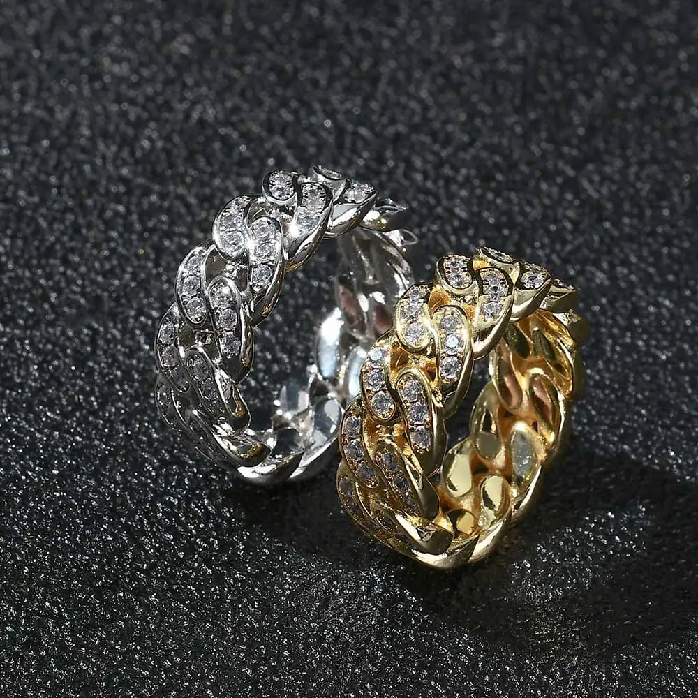 925 Silver Iced Out Cuban Ring VVS Moissanite