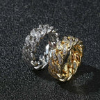 925 Silver Iced Out Cuban Ring VVS Moissanite