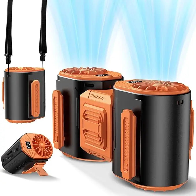 Portable Waist-Worn Cooling Fan with USB-C Rechargeable Dual-Fan System | ventiladores recargables，fans handheld