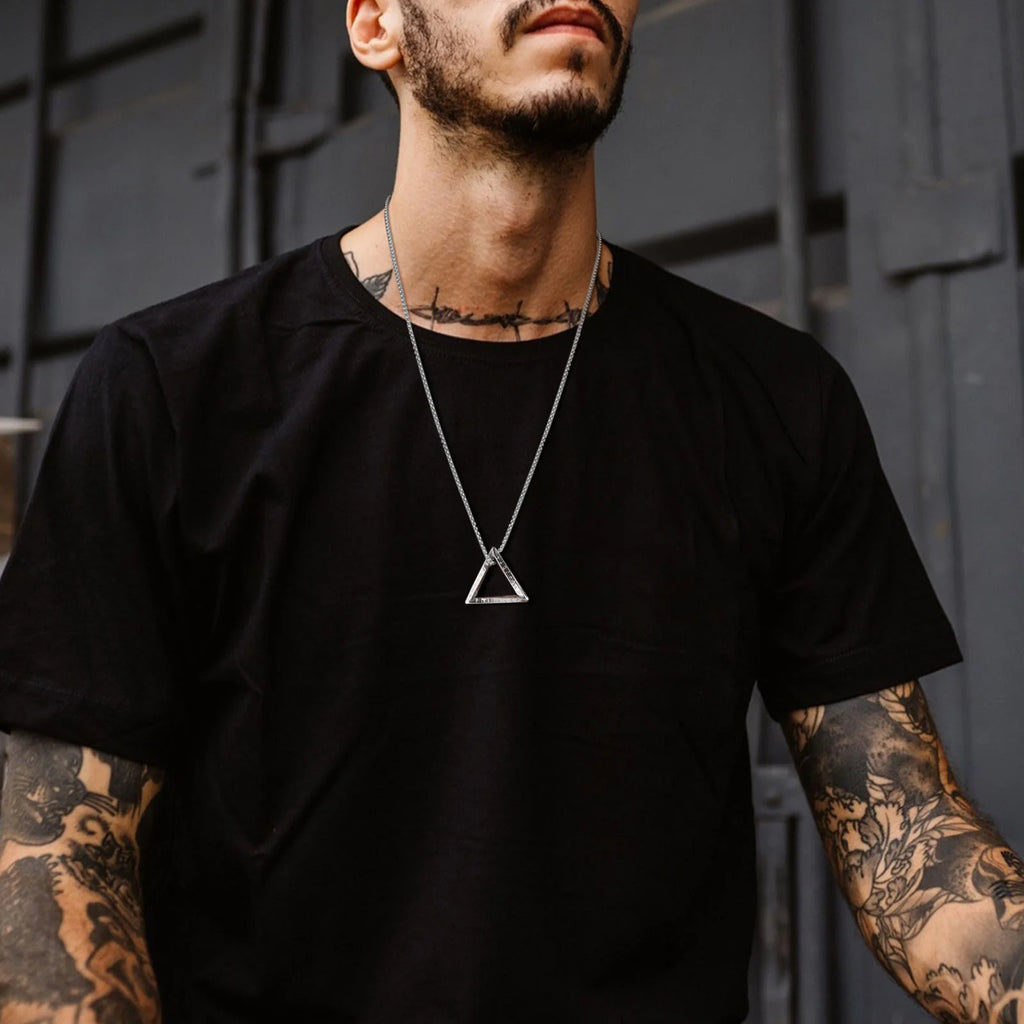 Viking Triangle Geometric Pendant — Stainless Steel