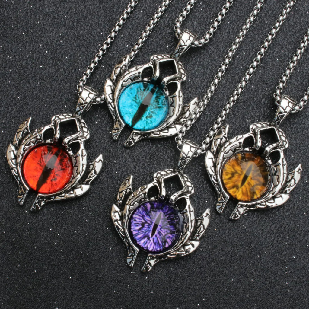 Stainless Steel Evil Eye Skull Pendant Necklace