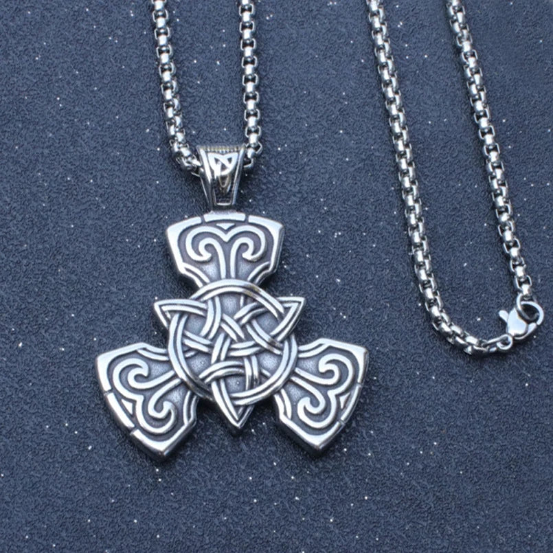 Silver Celtic Knot Cross Pendant Necklace Vintage
