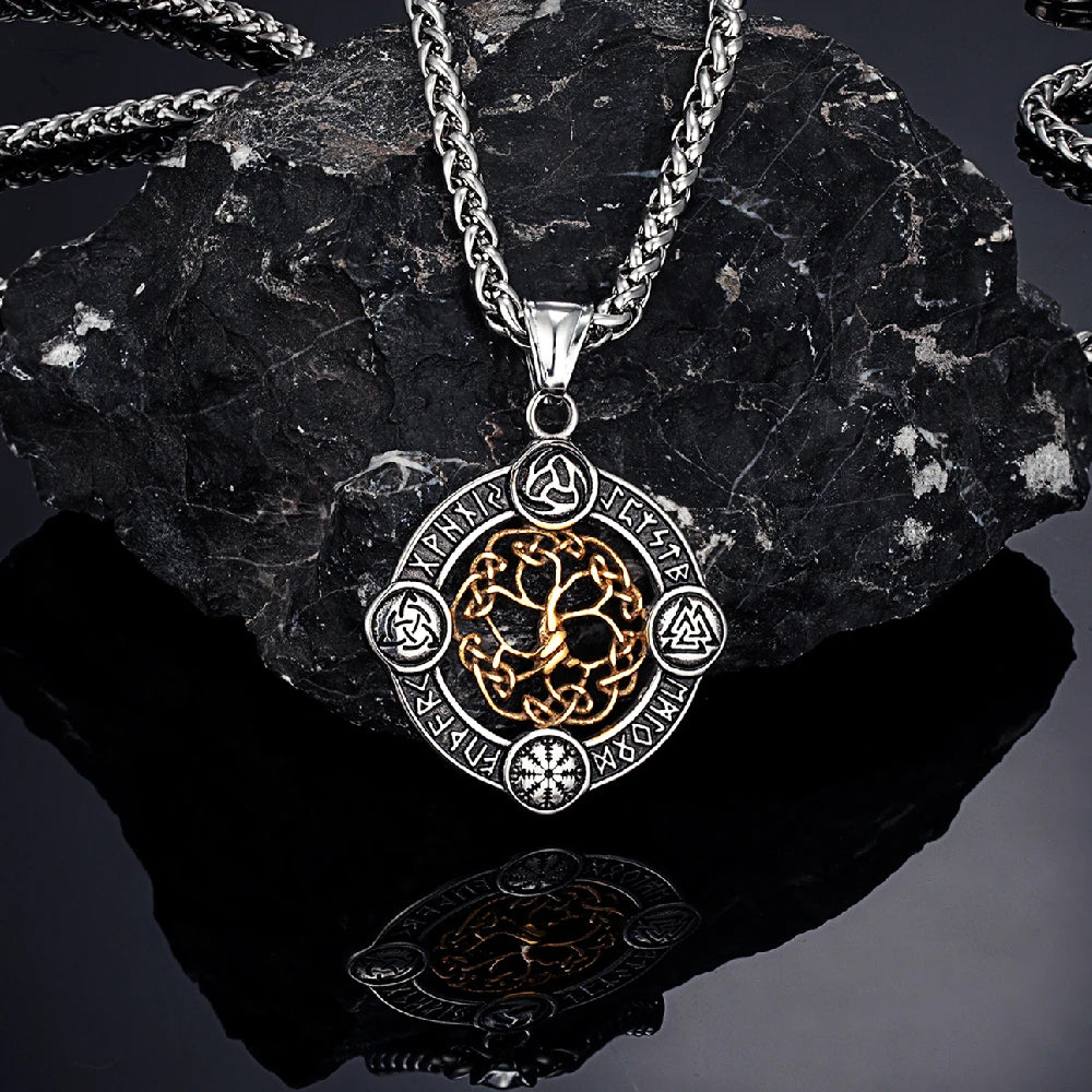 Norse Life Tree Pendant Necklace — Gold-Tone