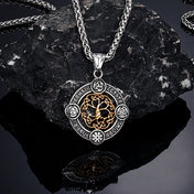 Never Fade Norse Rune Life Tree Necklace Men Gold Color Stainless Steel Pendant Valknut Trinity Male Lucky Amulet Viking Jewelry