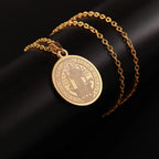 Vintage Coin Catholic Priest Saint Benedict Exorcism Pendant Necklace Jesus Round Pendant Chain for Men's Jewelry 2026