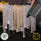 TUHE Unisex D Color Moissanite Cuban Chain Necklace S925 Silver High Quality 6MM-20MM Cuban Link Chain Men Hip Hop