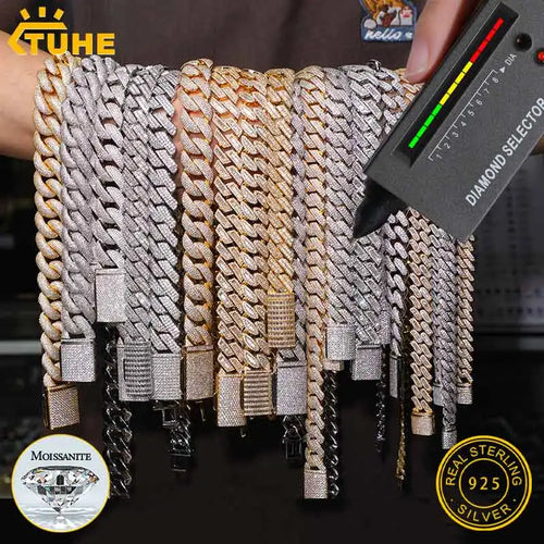 6MM Moissanite Cuban Link Chain — Silver-Tone