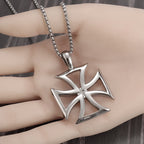 Classic Templar Cross Pendant Necklace for Men Women Vintage Crusader Paladin Spiritual Lord's Prayer Necklace