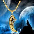 Dragon Wolf Tooth Pendant Necklace — Gold