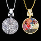 Aokaishen Iced Out Disc Wrist Wrestling Necklace Pendant for Men Real Gold Plated Cubic Zirconia Hip Hop Jewelry