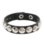 Gothic Round Rivet Leather Cuff Bracelet — Adjustable Bangle