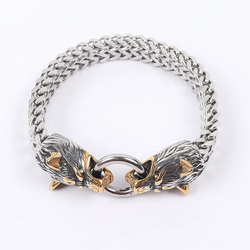 Fashion Gold Color Lion King Charm Bracelet for Men Rock Punk Wristband Jewelry Gift