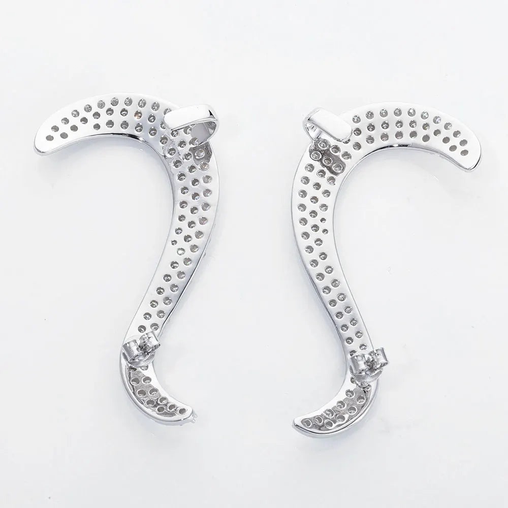 Gothic 925 Silver CZ Stud Earrings Iced Out