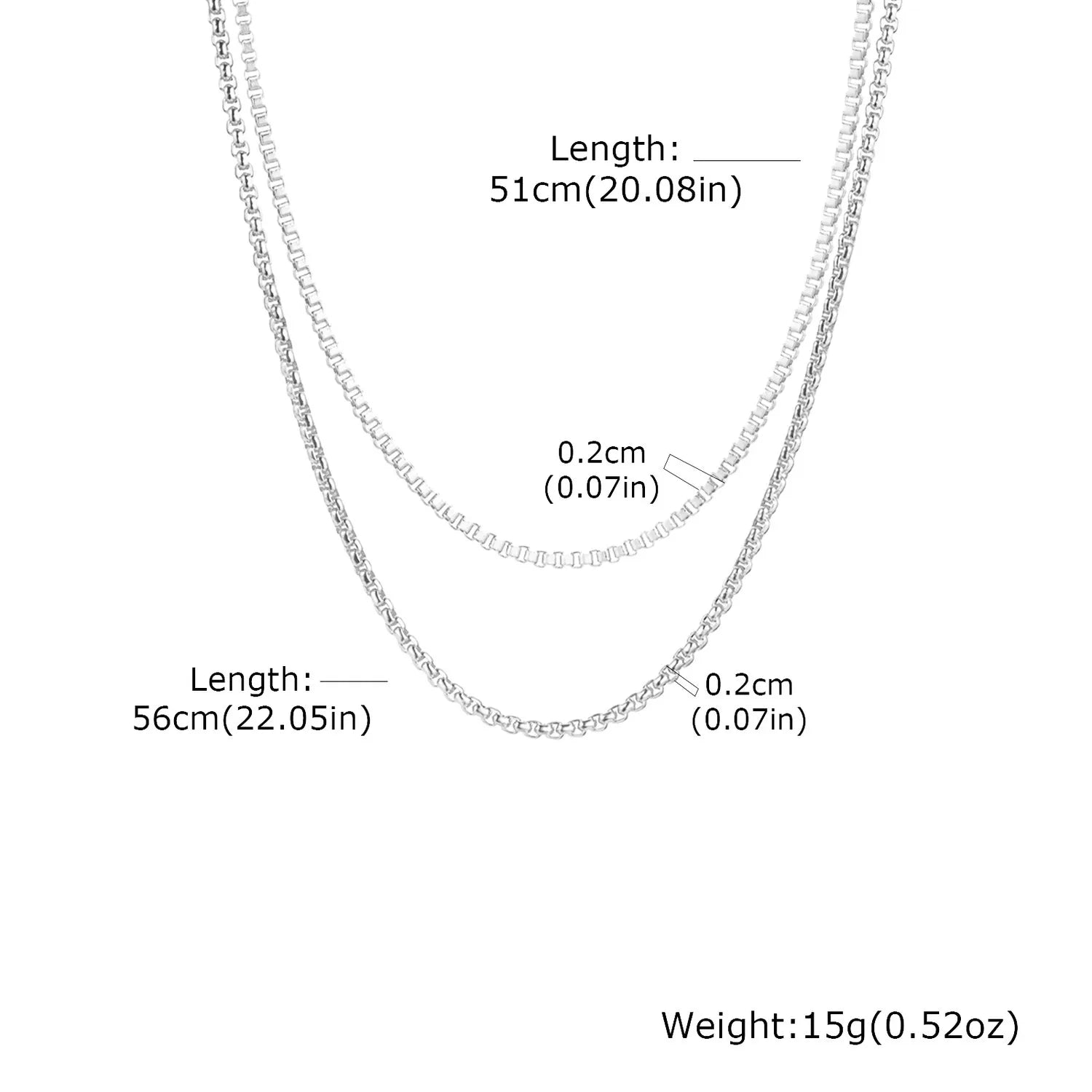 Two-Tone Box Chain Necklace Set — Stainless Steel