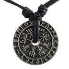 Vintage Viking Rune Compass Pendant Necklace High Quality Metal Pagan Amulet for Men Accessories Necklace