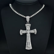 Men Women Hip Hop Large Rhinestone Cross Pendant Necklace With 4mm Tennis Chain Iced Out HipHop Necklaces Jewelry Fashion Gift