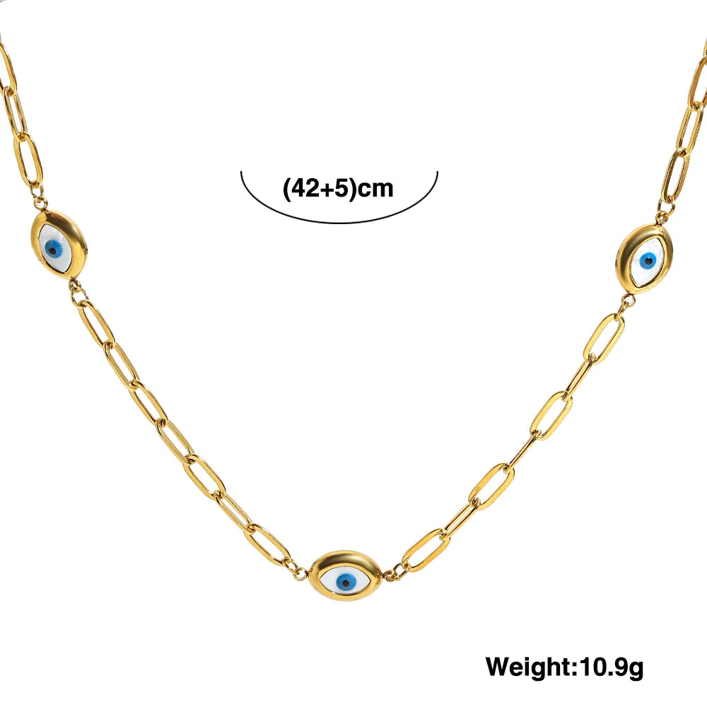 Greatera Three Devil's Eyes Bracelet For Women Men Simple Gold Color Plating Geometry Creative Stainless Steel Charm