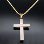Male Punk Cross Pendant Necklace for Women Men Stainless Steel Gold Color Jesus Chain Biker Boyfriend Gift Jewelry