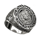 Men's Vintage Wolf Totem Ring Nordic Mythology Viking Warrior Wolf Head Men's Ring Domineering Fashion Men's Ring