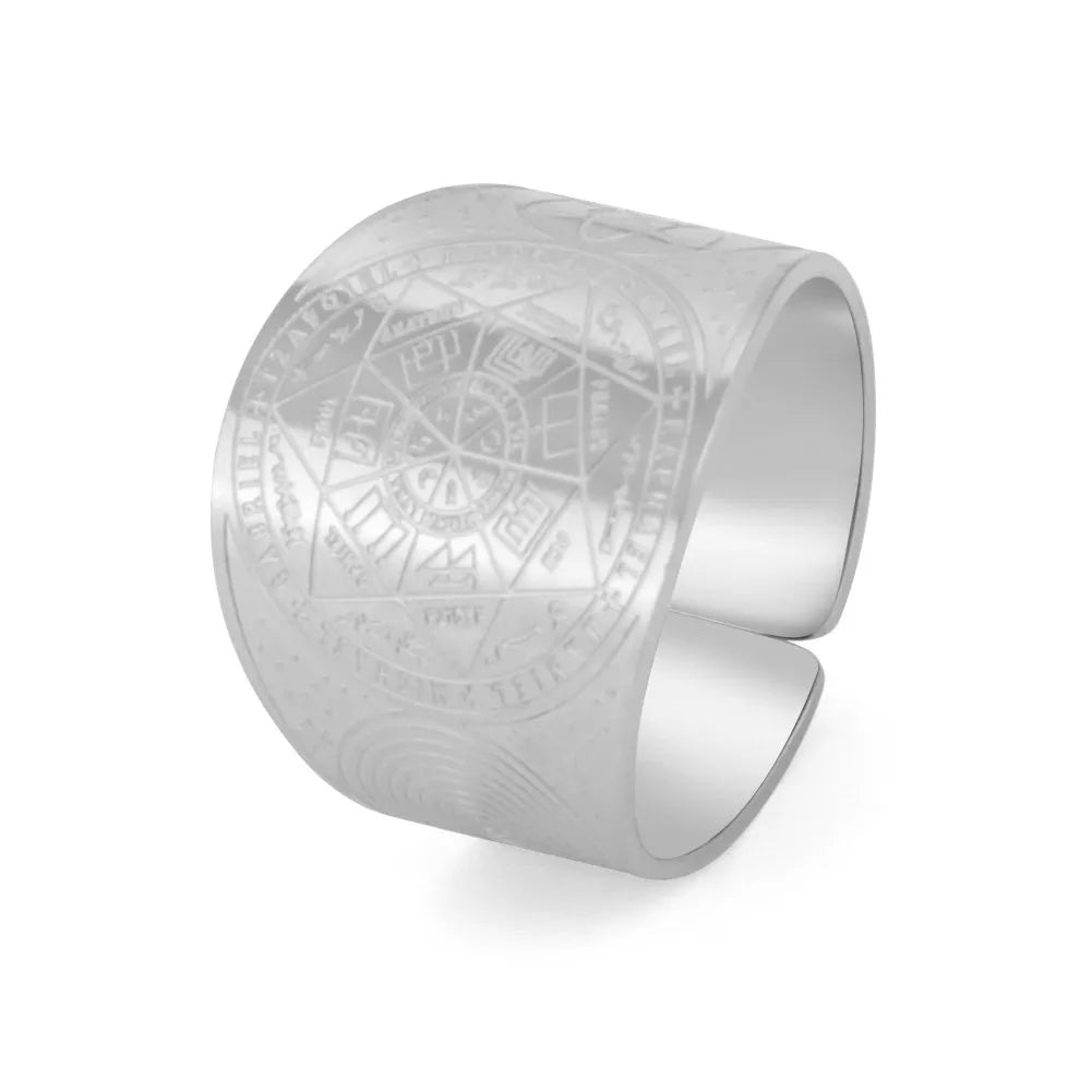 Magic Formation Sigil Seal Open Ring — Wide Adjustable Band