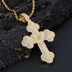 Iced Out Cross Pendant Necklace Stainless Steel